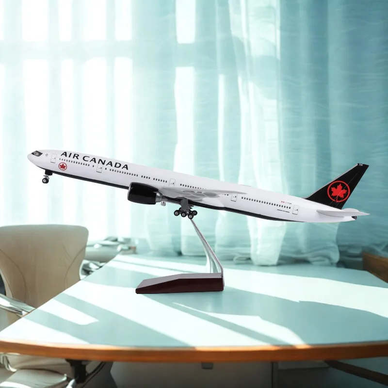 

B777 Air Canada Plane Toy 1/157 Scale 47CM Airplane Model Resin Aircraft W Light and Wheel Landing Gear