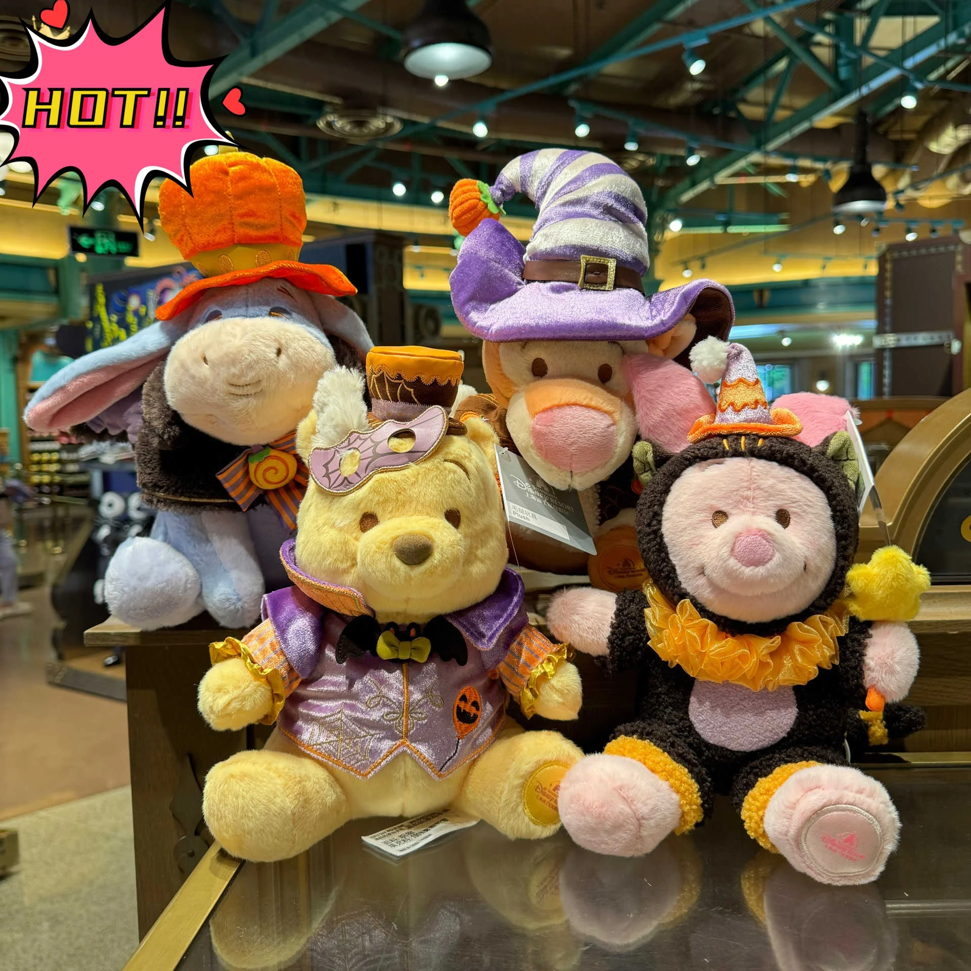 Shanghai Disneyland 2024 Halloween Winnie the Pooh, Piglet, Tigger, and Eeyore Plush Toys & Souvenirs