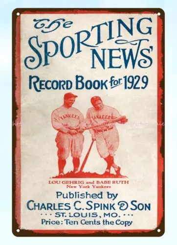 buy art prints 1929 baseball The Sporting News Record Book cover metal tin sign