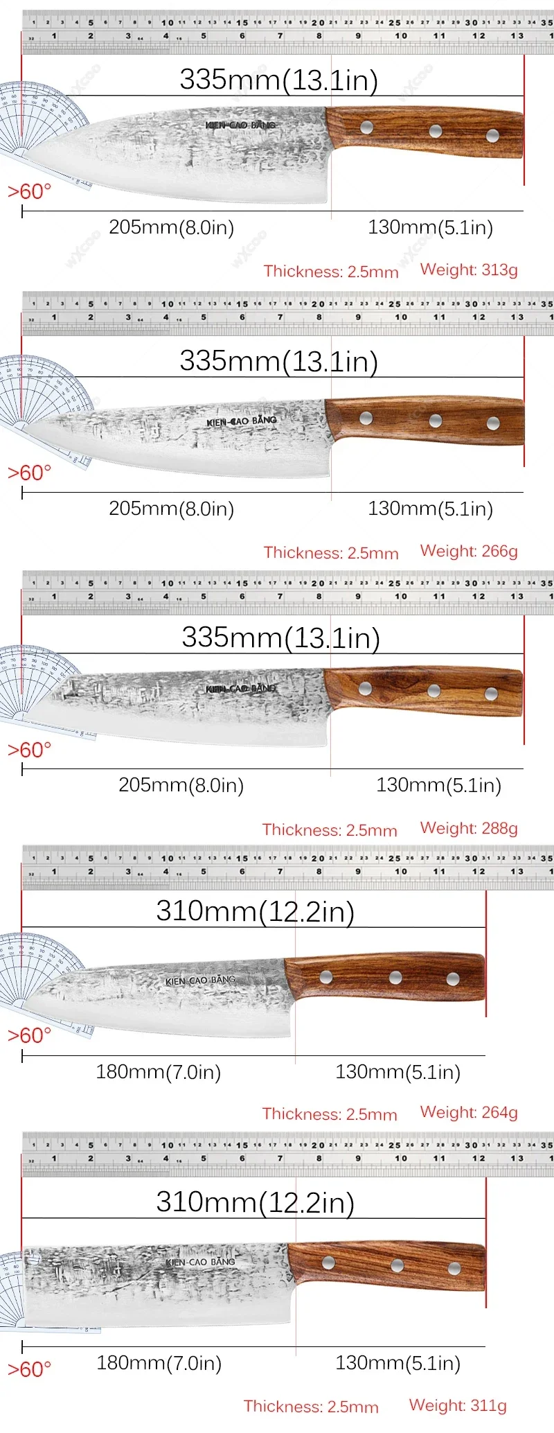 1-5pcs Japanese Kitchen Knives Set Stainless Steel Forged Household Chef Knife Sashimi Knife Kitchen Meat Cleaver Chef Knife