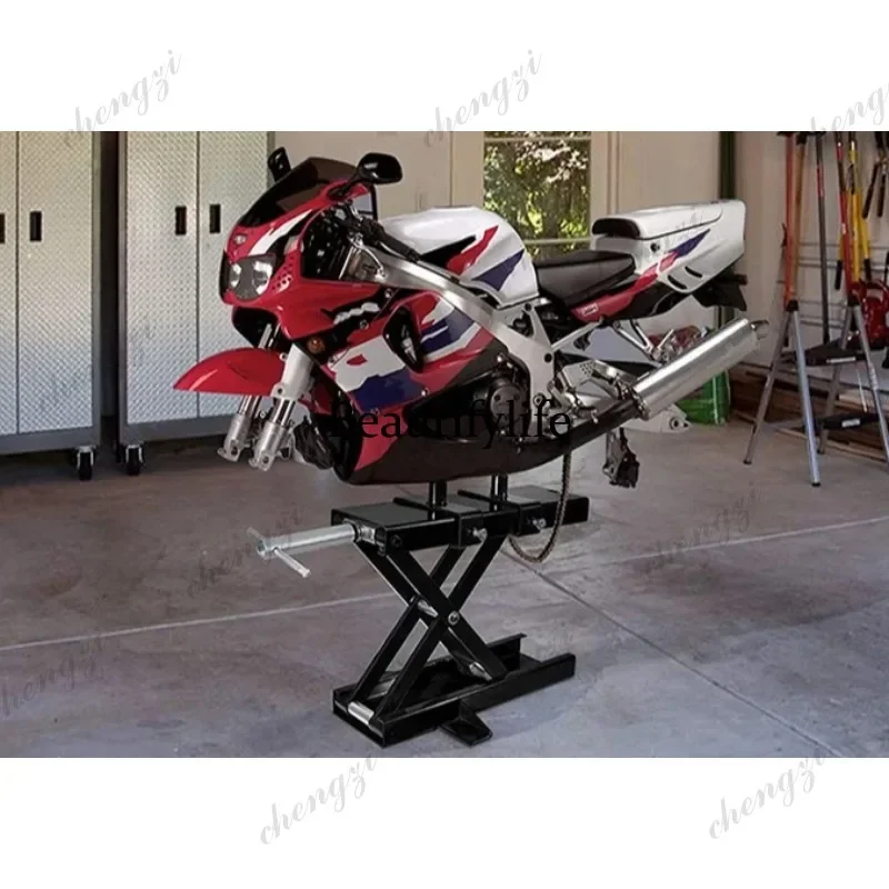 

ASMT 500KG 1100LBS Motorcycle Scissor Lift Jack Center Stand With Saddle Safety Pin For Motor Bicycle ATV Repair Tools