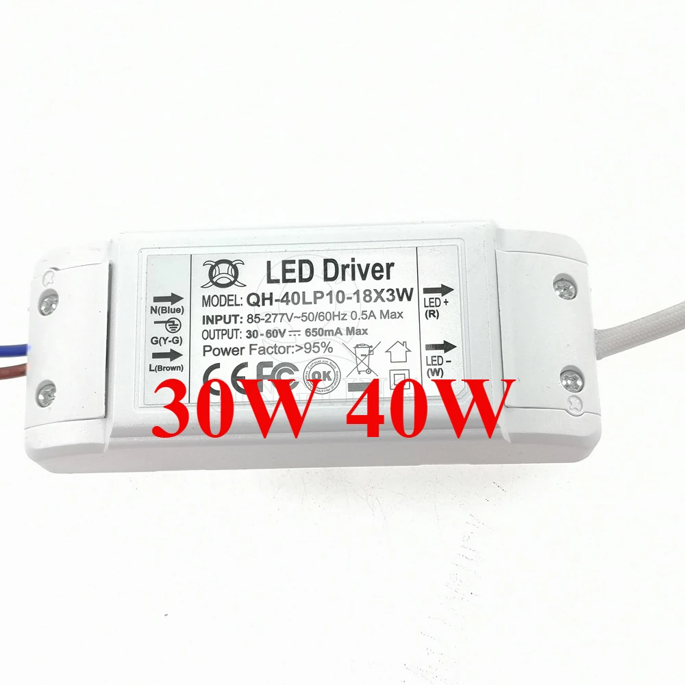 NEW 1-10 Pieces 30W 40W LED Driver Power supply 10-18x3W 600mA DC30-60V Constant Current Lighting Transformers For Floodlight