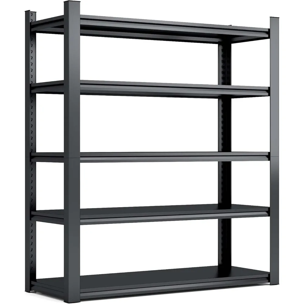 أرفف تخزين معدنية شديدة التحمل قابلة للتعديل للمرآب، 72 ارتفاع × 5 طبقات، سعة 2000 رطل، قوة صناعية، حل موفر للمساحة #4