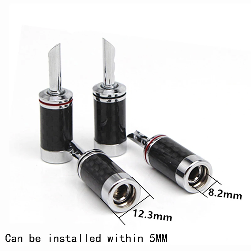 HIFI 4PCS BFA Rhodium plated banana plug Carbon fiber audio speaker cable banana connector