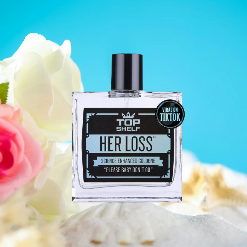 Her Loss Men’s Eau De Cologne Spray 3.3 Fl Oz, Modern Masculine Casual Fragrance Spray, Portable Glass Bottle Scent for Dating, Night Out and Social Gathering, Unique Fun-Idea Gift for Men