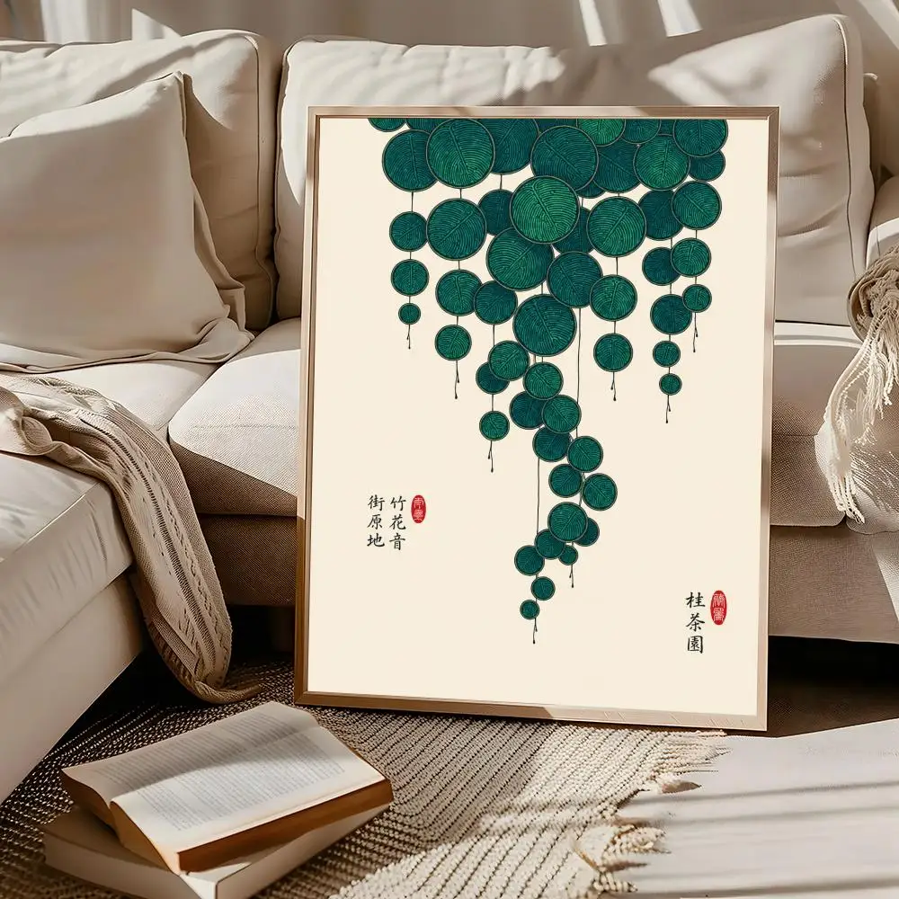 Japanese Lotus Wall Art Minimalist Zen Botanical Poster Vintage Asian Inspired Home Decor Poster