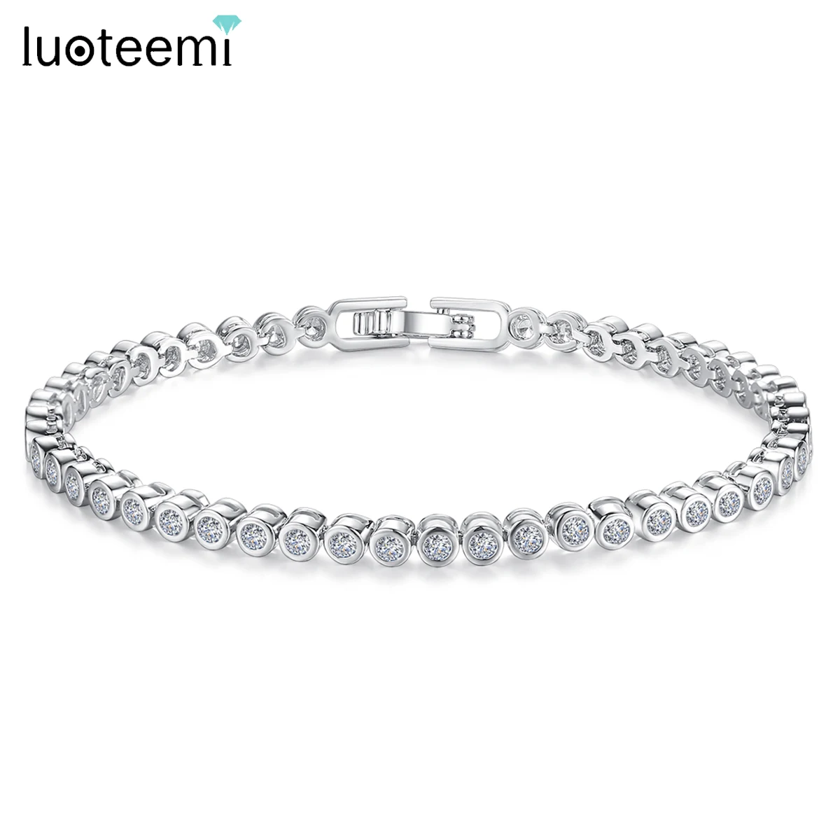 

LUOTEEMI Brand Hot Selling Women Tennis Bracelet Luxury Round Clear CZ Beads Tennis Bangles for Men bijoux femme Unusual Jewelry