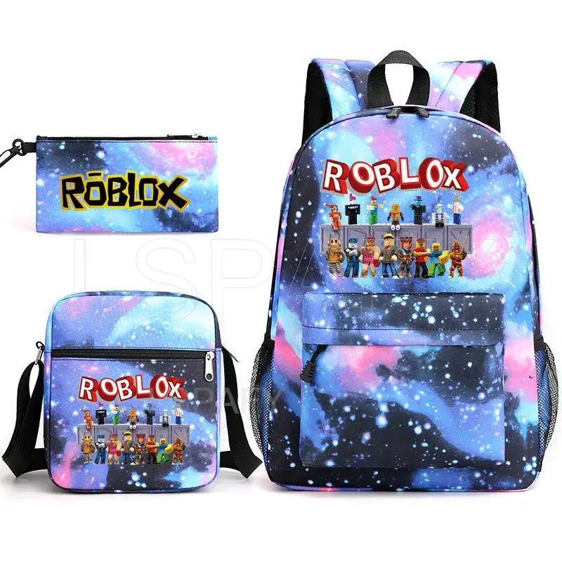 New Roblox Backpack Large Capacity School Bag Trendy Laptop Harajuku Casual Zipper Waterproof Students Mochila Escolar 3Pcs