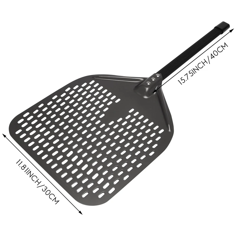 Perforated Pizza Peel, 12 Inch Rectangular Pizza Peel Turning Pizza Peel Pizza Shovel For Baking Homemade Pizzas