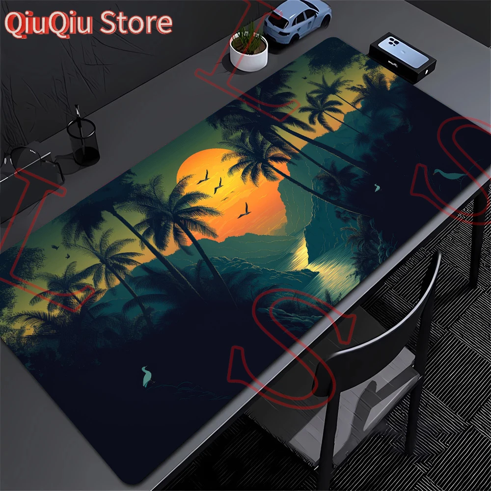 Mauspad mit Sonne und Mond, Landschaft, großes PC, Computer, Büro, Spiel, Tischsets, Gummi, rutschfestes Mauspad