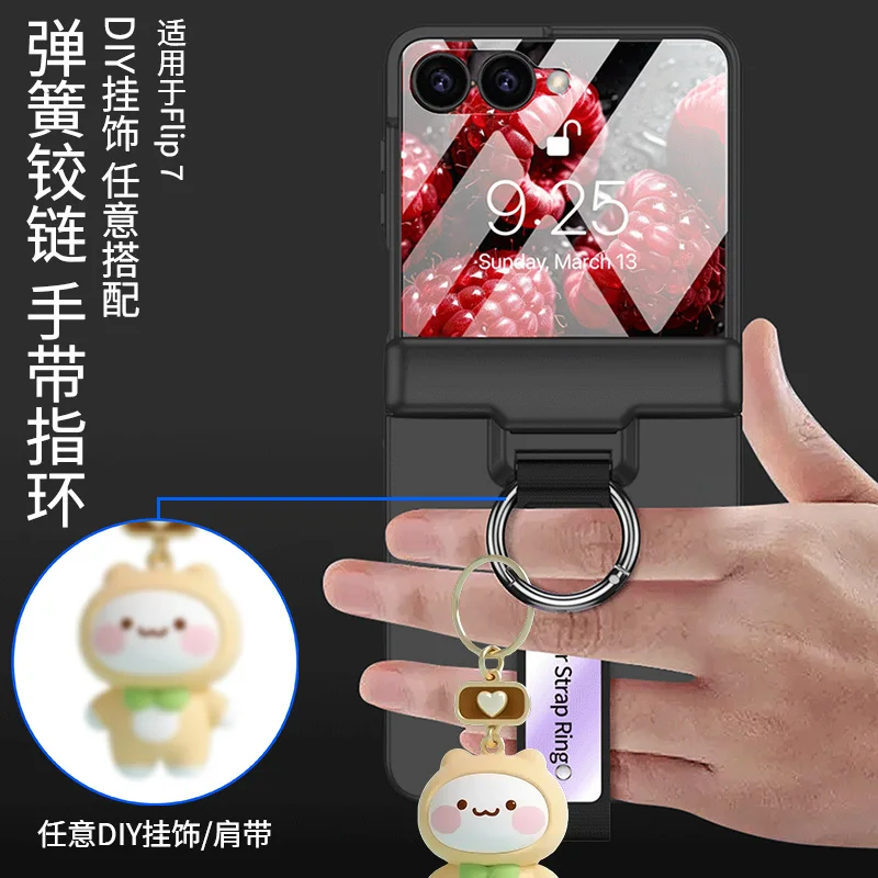 Etui na Samsung Galaxy Z Flip 7 6 5 Ochraniacz Ekranu Zawiasu Pełna Ochrona Szkło Ochronne Folia na Ekran Pasek na Palec Pierścień Sprężynowy Osłona Oś