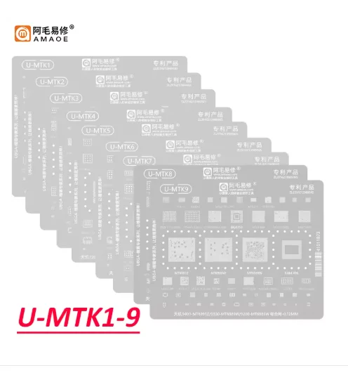 Bga Reballing Stencil for Mtk Cpu Mt6985V Mt6833V Mt6877V Mt6799W Mt6833/Mt6853V/Mt6873V/Mt6875V/Mt6785V U-Mtk1-9