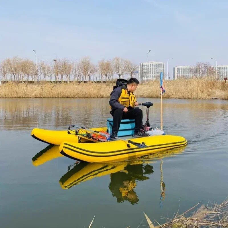 المحمولة نفخ قارب عائم مزدوج سبائك الألومنيوم قارب الصيد طوف