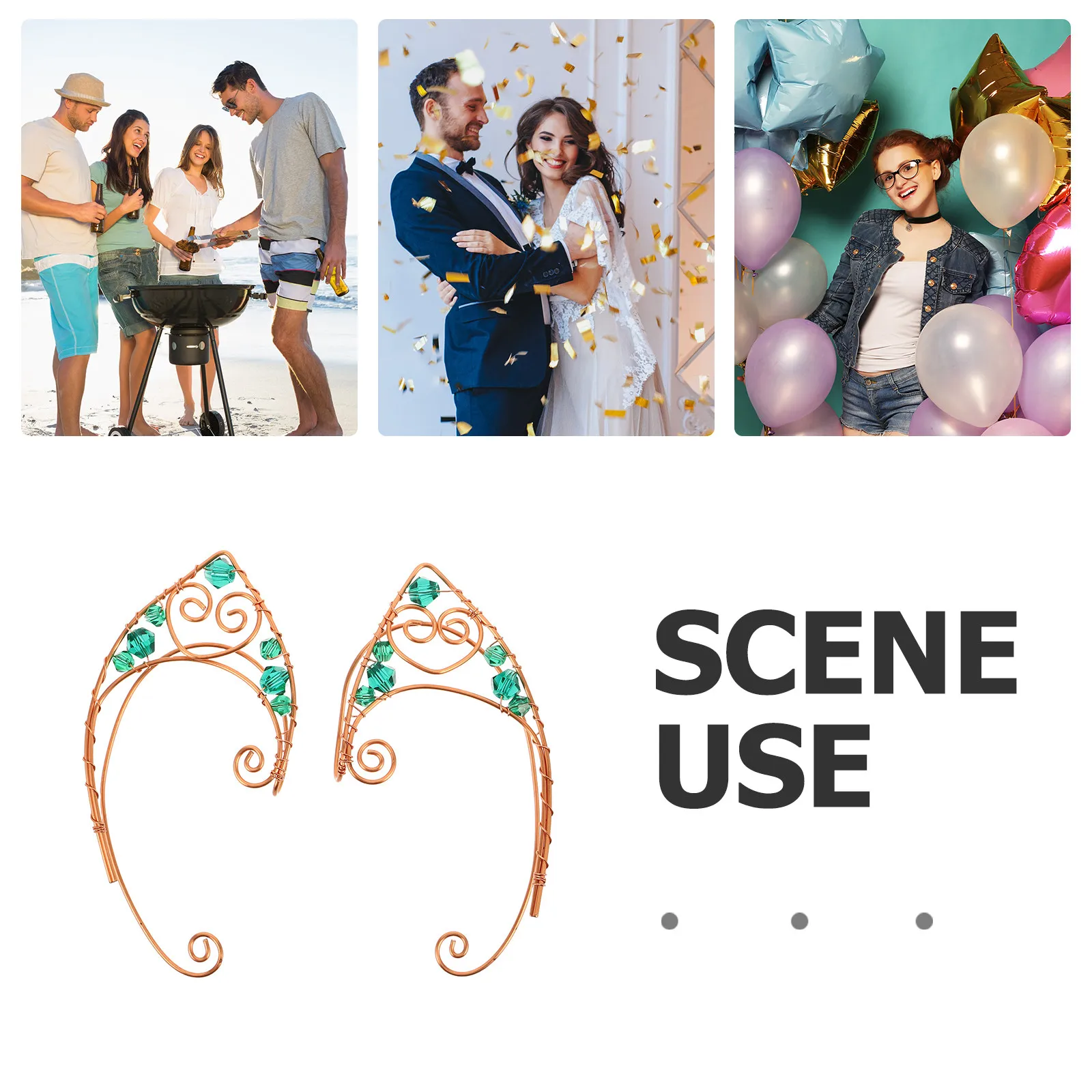 2Pcs Retro Handcrafted Elf Ear Cuffs Vintage Cartilage Ear Bone Clip Non Piercing Stainless Steel Fairy Earrings for Women Boho