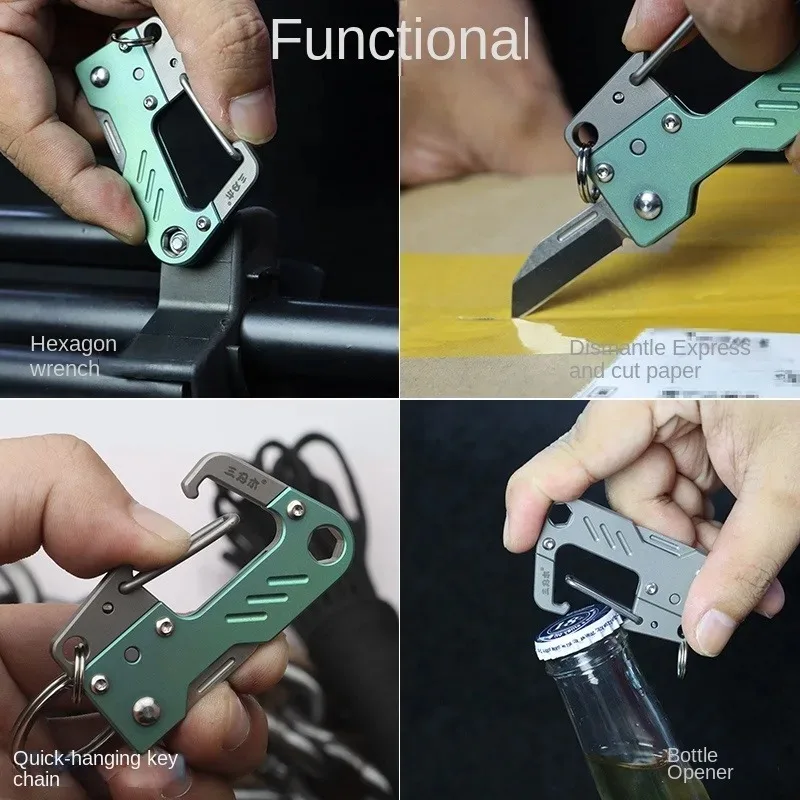 SANRENMU SK055 AUS-8 Mini open express key ring knife titanium alloy hanging button tool knife fruit knife TC4