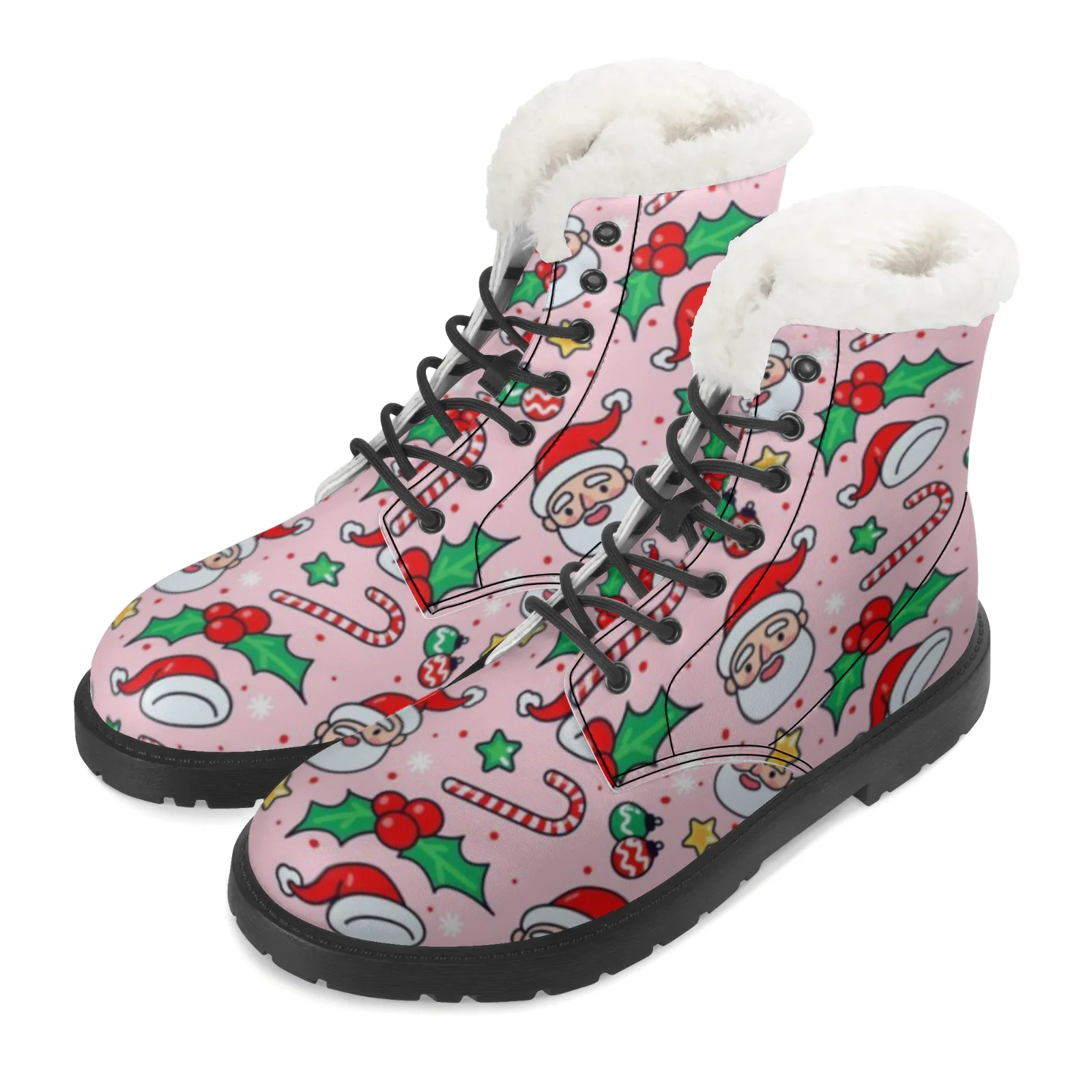 

Christmas-print stylish mid-calf plush boots winter warm boots for man and women