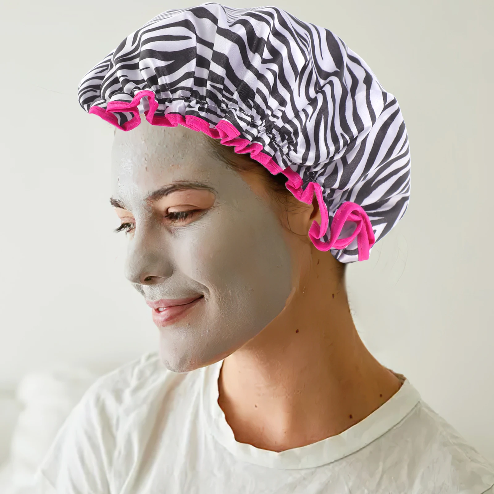 

4Pcs Waterproof Shower Caps Double Layer Reusable Bath Hats for Women Men Hair Protection Hair Drying Bonnet Shower Caps