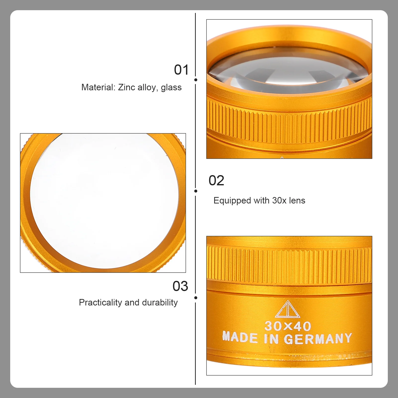 

2Pcs Optical Glass Cylindrical Magnifying Glass 30x Jewelry Magnifier Watch Repair Reading Loupe Portable