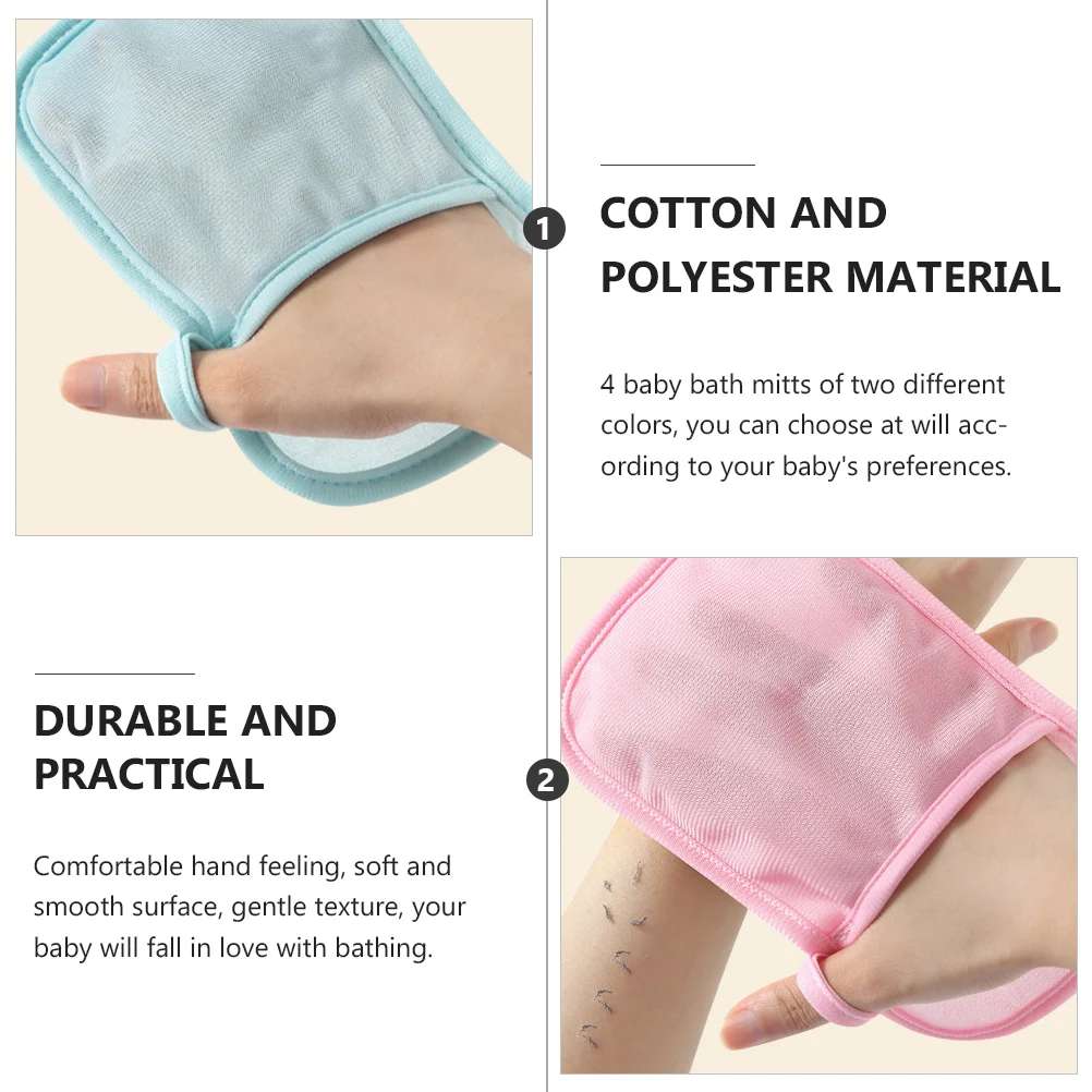 

4 Pcs Spa Bath Gloves Toddler for Kids Loop Fleece Exfoliating Infant Bathing Brush