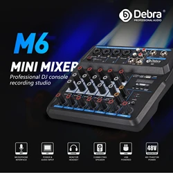 M4 M6 Aduio Mixer DJ Console with Bluetooth Sound Card for PC Recording Karaoke Microphone Instrument Mixing Audio Interface