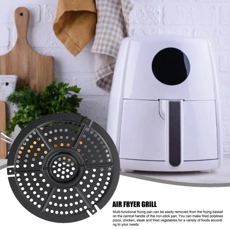 Round Air Fryer Grill Tray Nonstick Air Fryer Steaming Roasting Rack Plate Liners BBQ Meat Fish Chicken Vegetable Steamer Grid