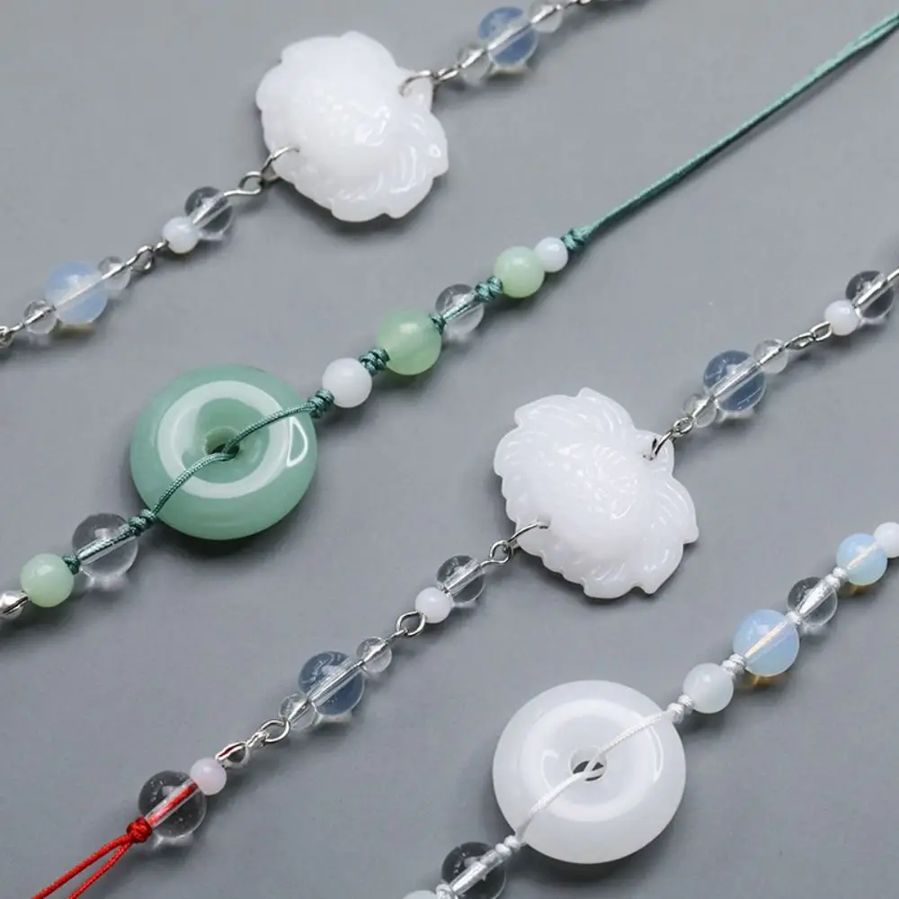 Imitation Jade Hanging Imitation Jade Lotus Pendant Jewelry Accessories Classical Hanfu Tassel Pendant Keychain DIY Crafts