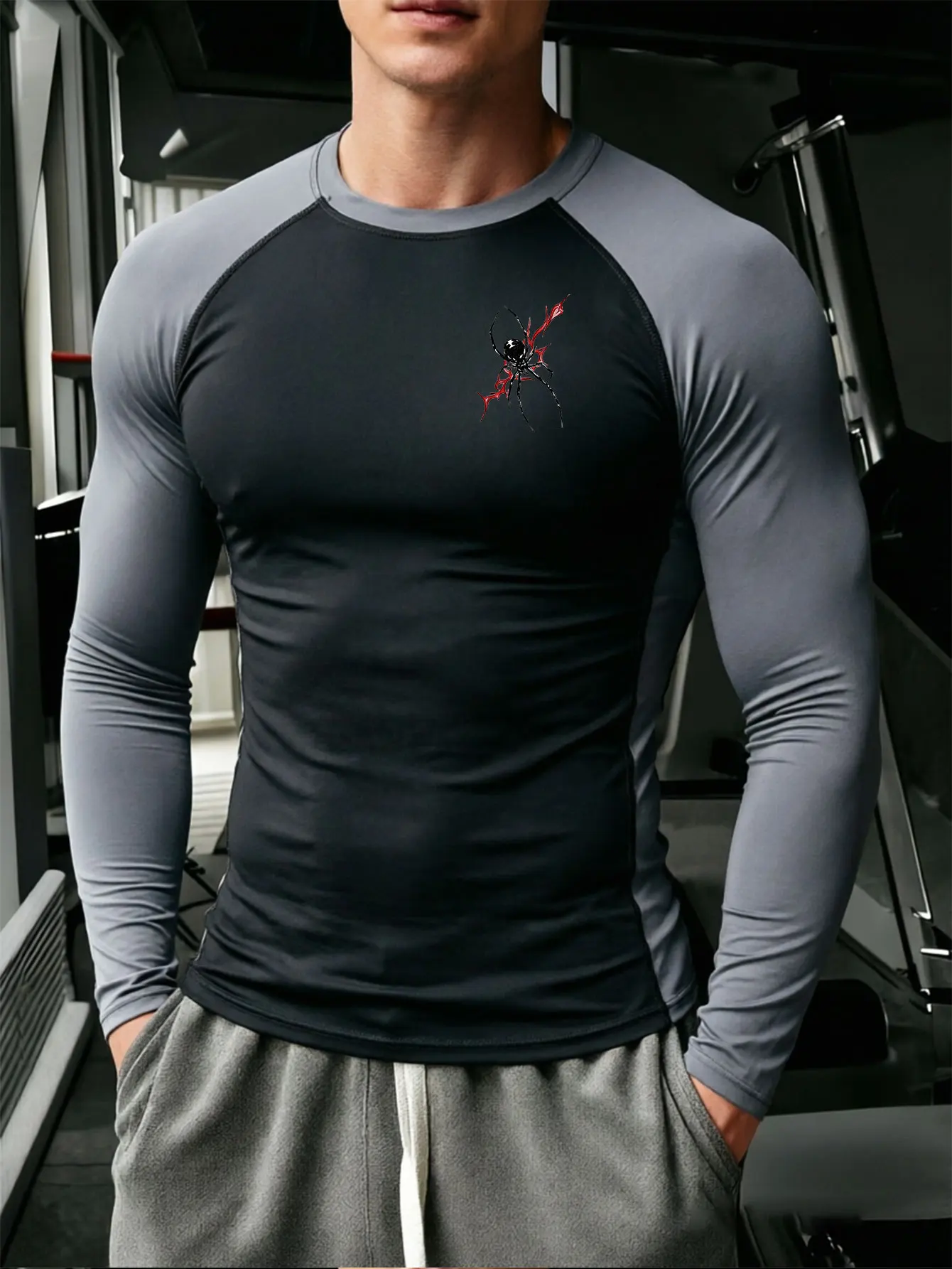 2026Men's Compression Long Sleeve Shirt Black Fitness T-shirt Male Running Quick Drying Gym Top Sun Protection Sports Base Layer