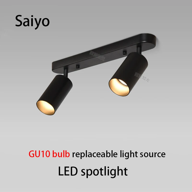Led Spotlights Double Headed Surface Mounted Spot Light GU10 Bulb Changeable Ceiling Lamp Adjustable Angle COB Foco 110V 220V