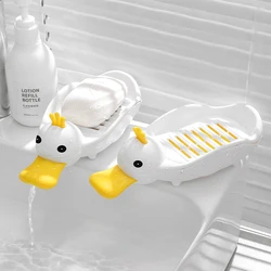 Cute Duck Soap Dish Self-Draining Soap Holder For Bathroom Kitchen Soap Container Bathroom Accessories