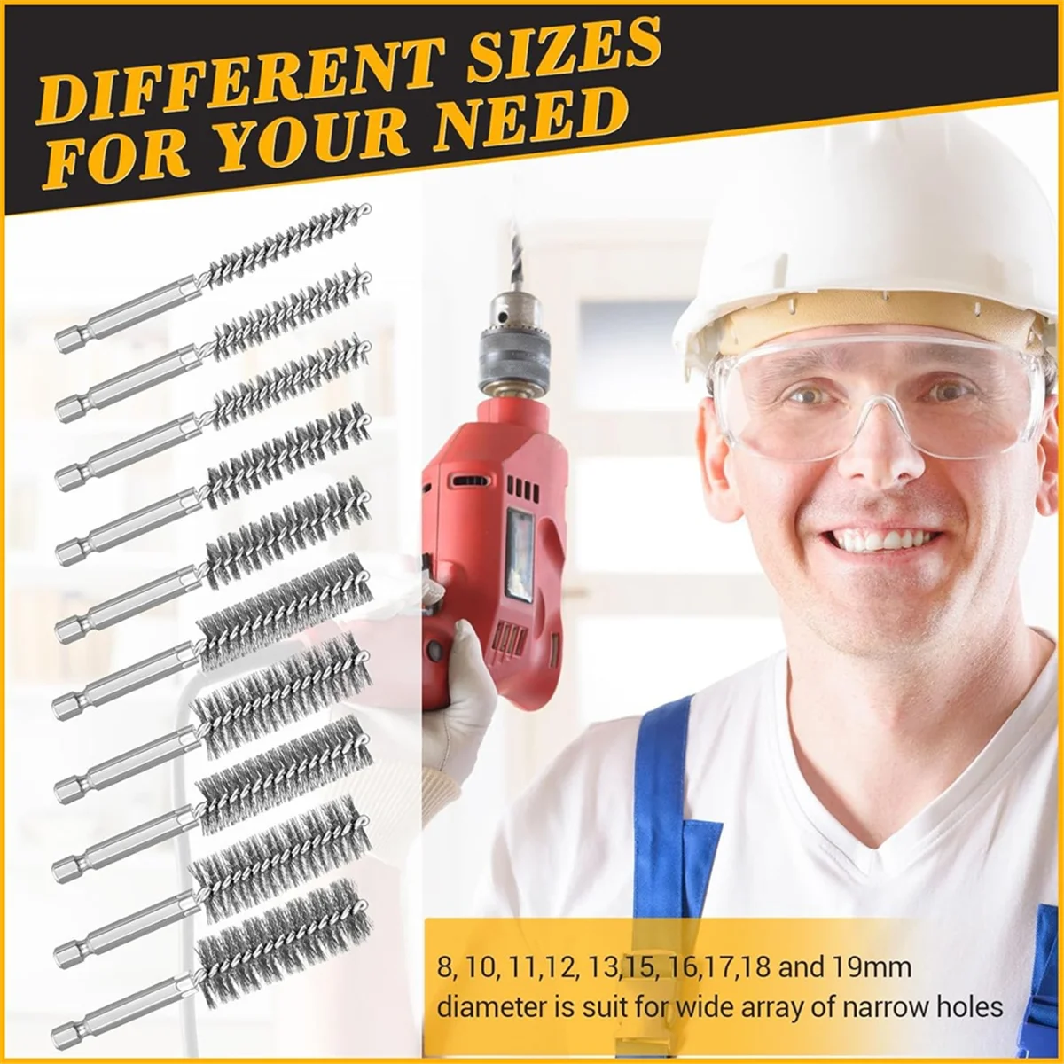 

ABNJ 30 Pcs Bore Brush for Drill Wire Bore Cleaning Brush Set for Power Drill Impact Driver 1/4 Inch Hex Shank