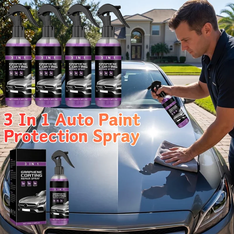 3 In 1 Graphene Coating Repair Spray For Car Quick Clean Polish Scratch Remover Water Repellent Auto Paint Protection Spray