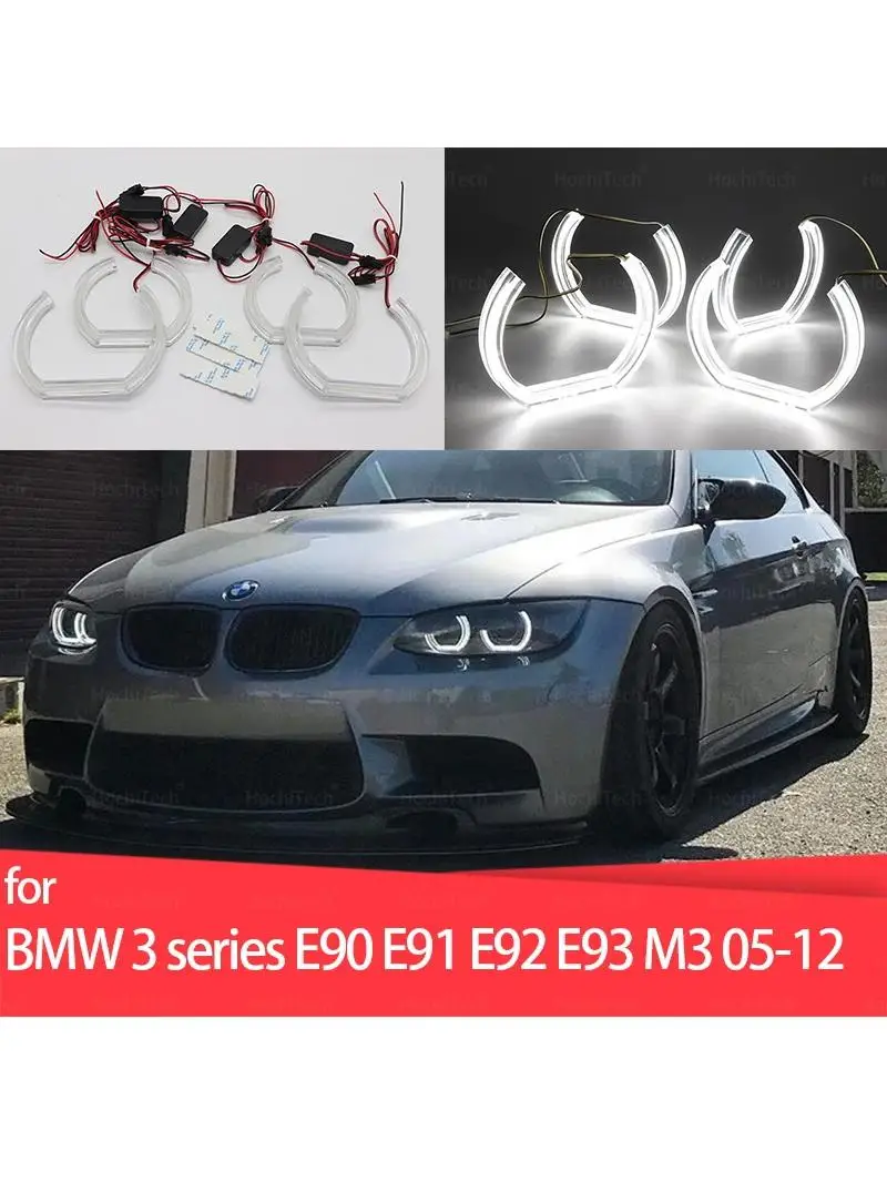 Concept Ultra lumineux M4 Style emblématique LED yeux d'ange pour BMW série 3 E90 E91 E92 E93 M3 2005-2012 Kit d'anneaux lumière du jour