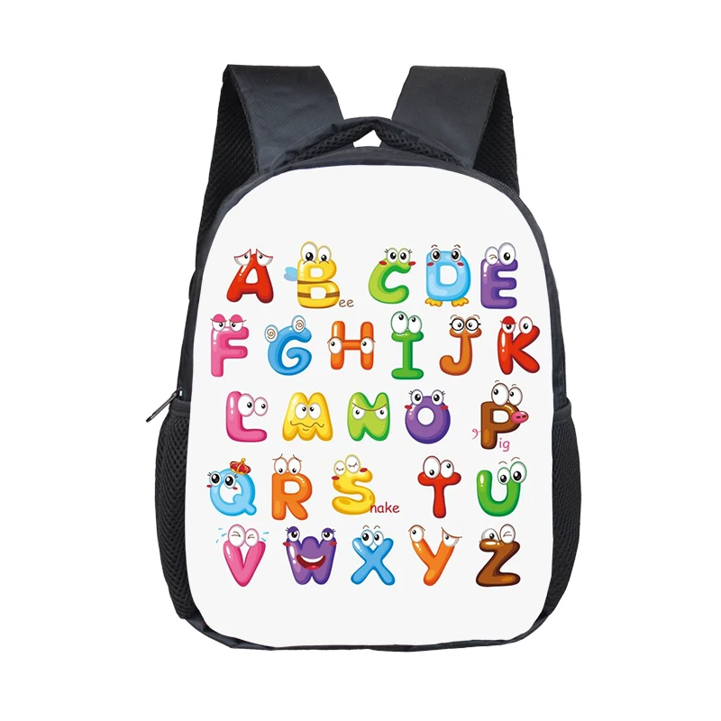 Alphabet 26 Letters Print Backpack Children Schoolbags for 2-4 Years Kids A-Z Letter Kindergarten Bag Baby Toddler Bookbags Gift