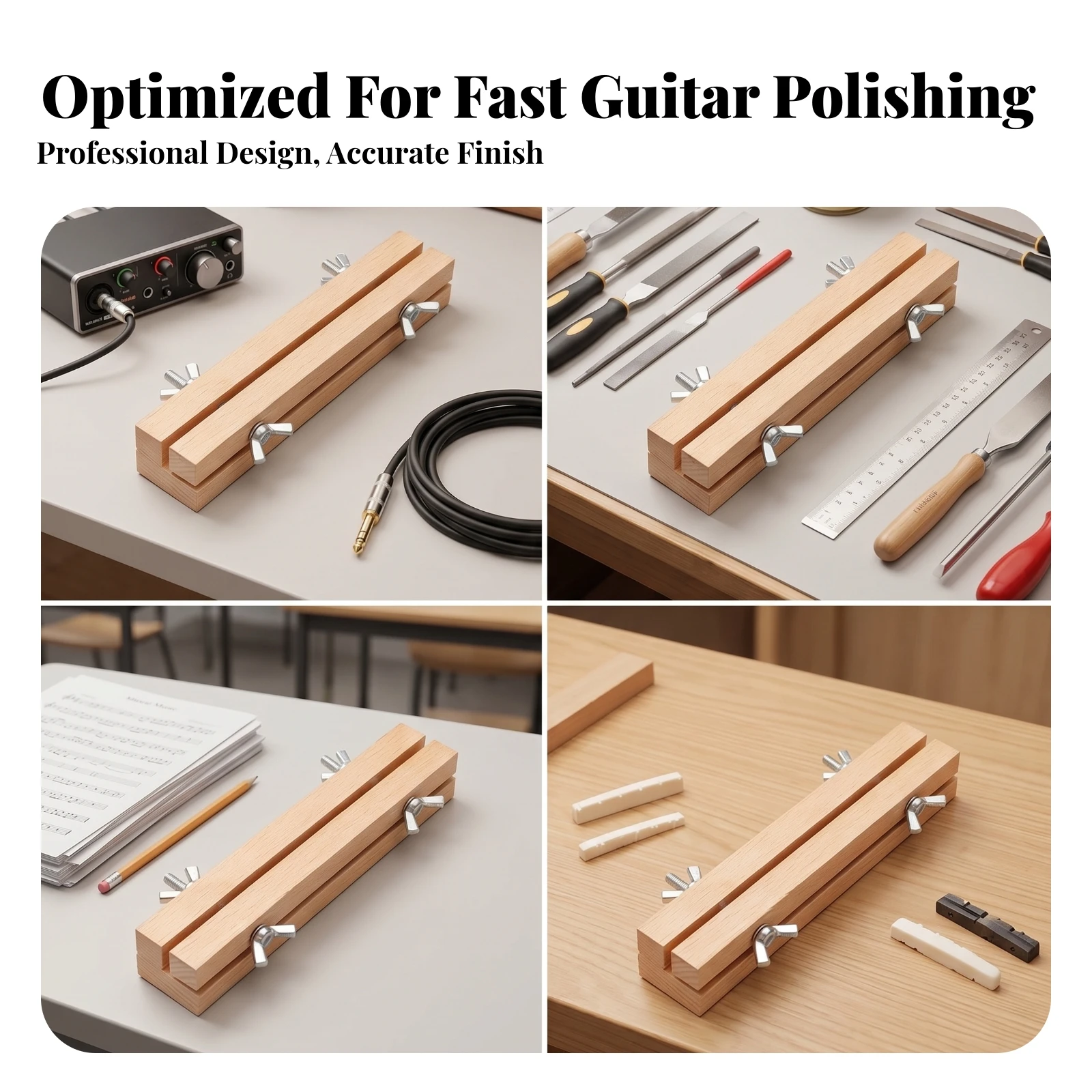 Guitar Nut Sanding Tool Wooden Guitar Nut Sander Instrument Accessory Metal Screws Rectangular