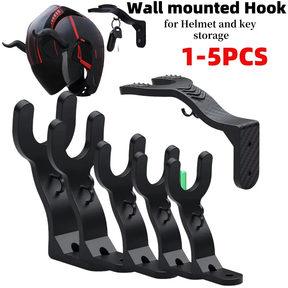 Universal Wall Mounted Motorcycle Helmet Holder Dual Purpose Helmet Rack with Key Hook for Garage Multi-functional Storage Tools