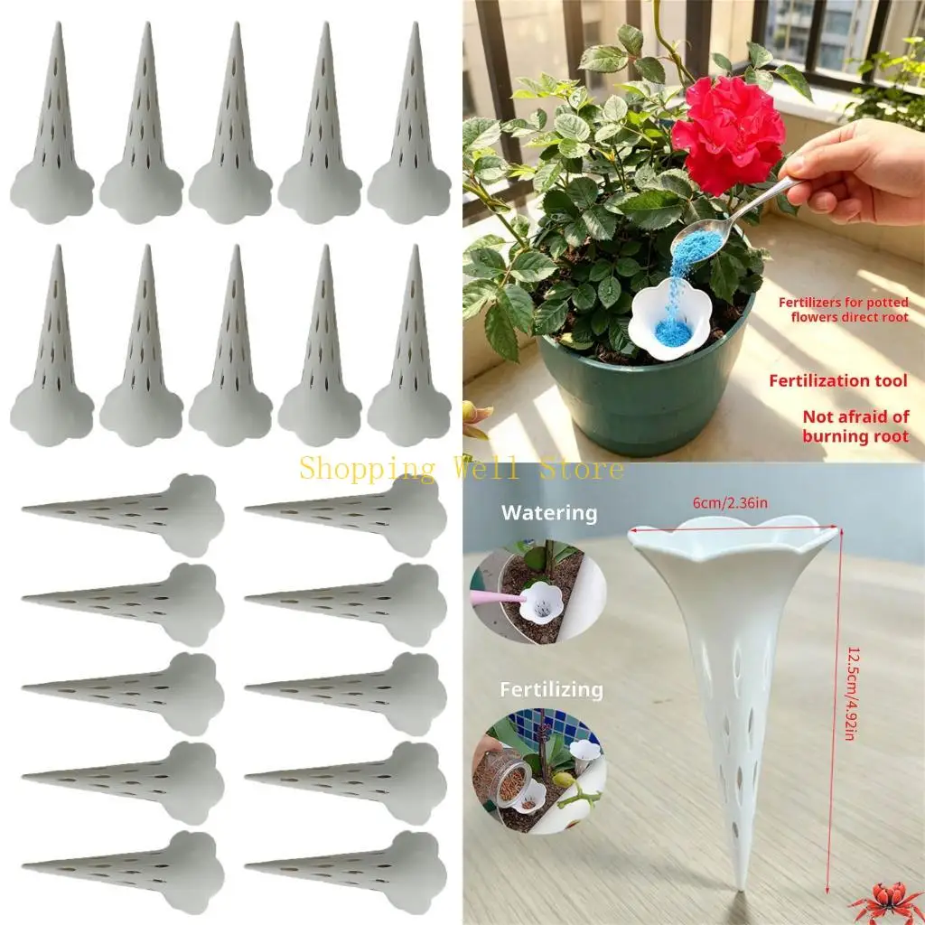 KX4B 10Pcs Plant Aeration Tube Repair Prevent Overwatering White Pot Ventilation Pipe Potted Plant Watering Stake Accessories