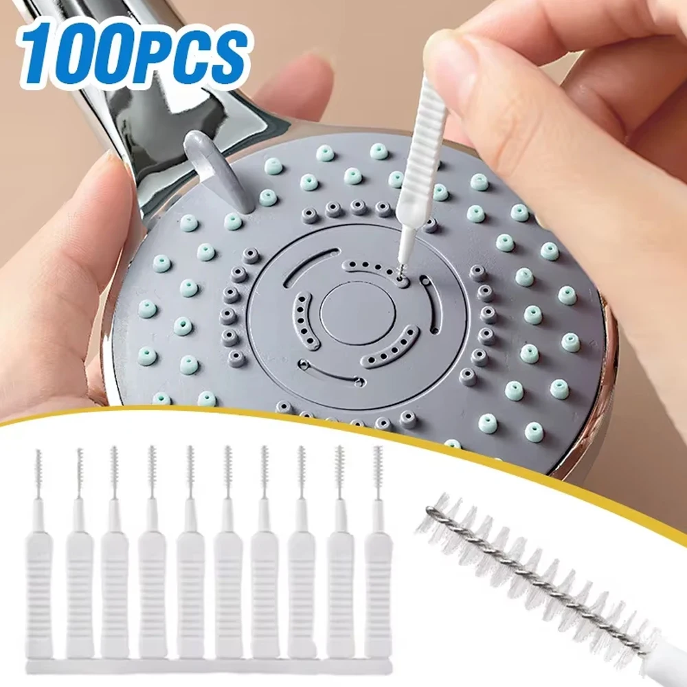 10-500PCS Shower Cleaning Brush Bathroom Micro Nylon Brush Nozzle Anti-blocking Cleaning Tools Bathroom Accessories