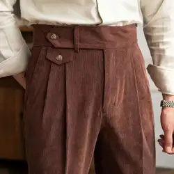 High Quality Corduroy Trousers Pant For Man High Waist Office Dress Trouser Italian Men Busines Pant 2022 Pantalon Para Hombres