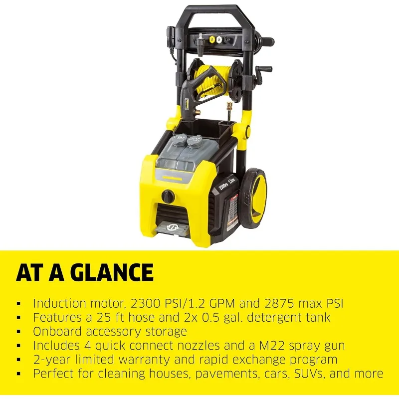 K2300PS Max 2875 PSI Electric Pressure Washer with 4 Spray Nozzles - Great for cleaning Cars, Siding, Driveways, Fencing