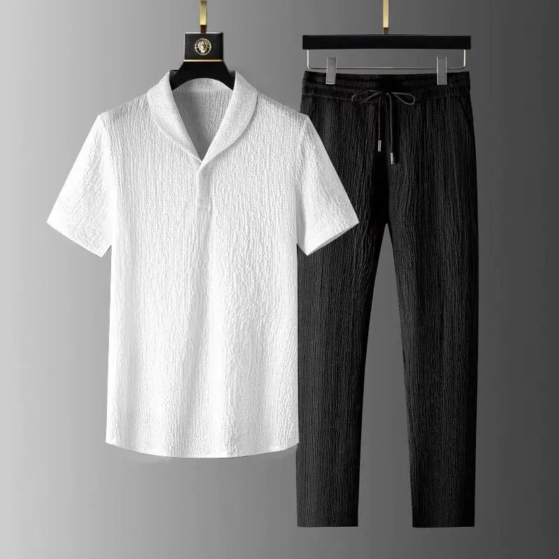 White top + black pants [suit]