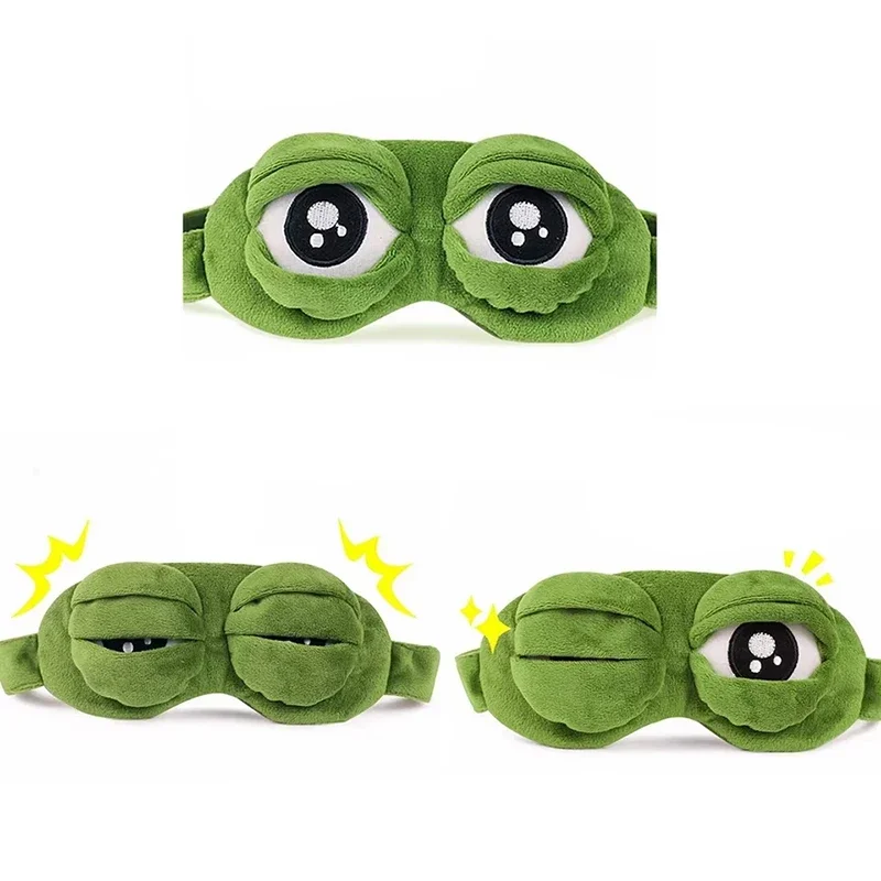 Frog Shaped Eye Mask Party Game Funny Eye Mask Cartoon Plush Trendy Hair Accessories Soft Portable Blindfold Travel Eyepatch view 3