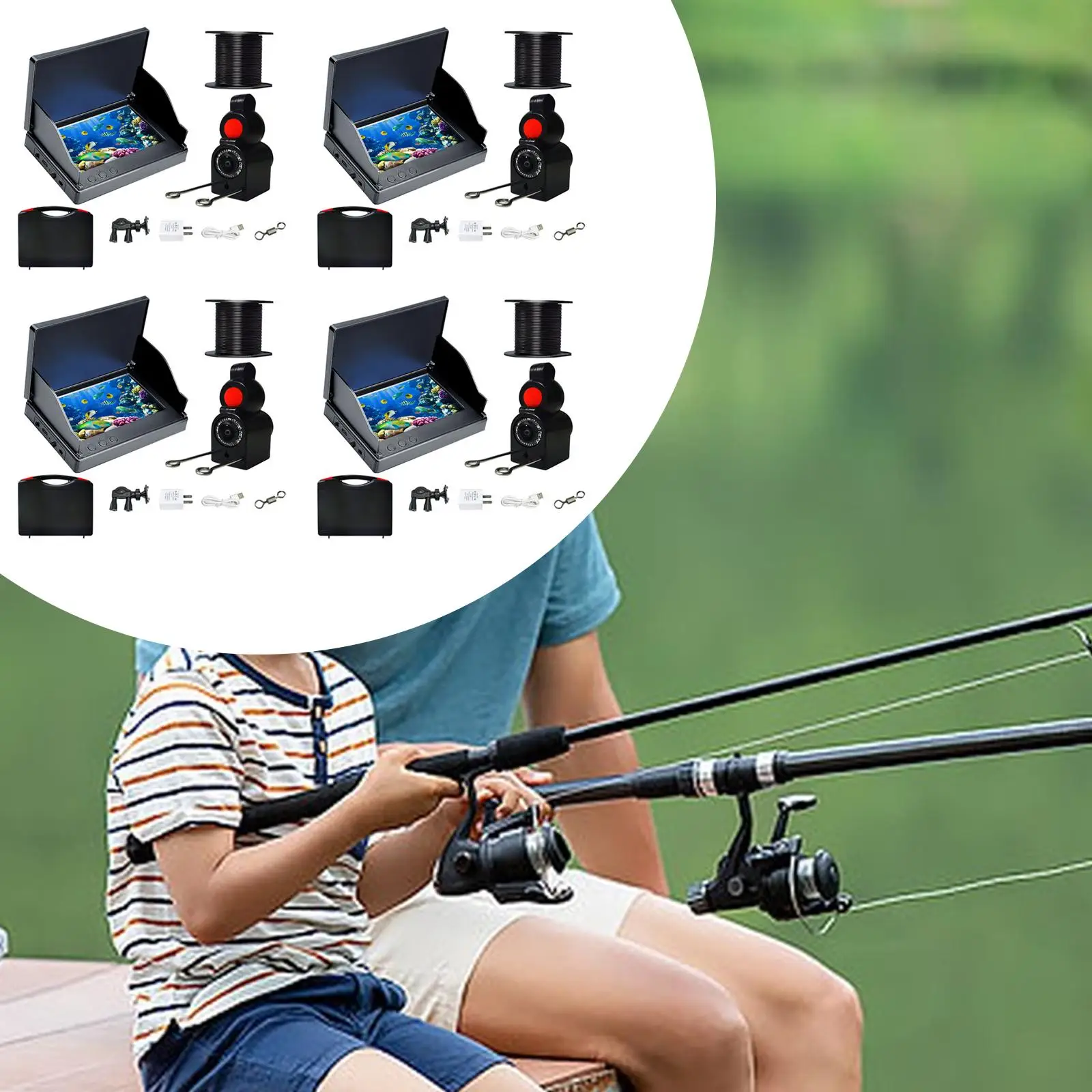 

Fishing Finders Fishing Gear with Cable Waterproof for Lake Open Water Boat