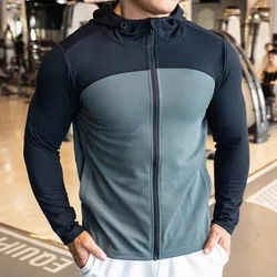 Autumn winter Hooded Running Jacket Men Sport tight Jacket fitness Gym Outdoor Quick dry waterproof Coat Cycling Sportswear Male