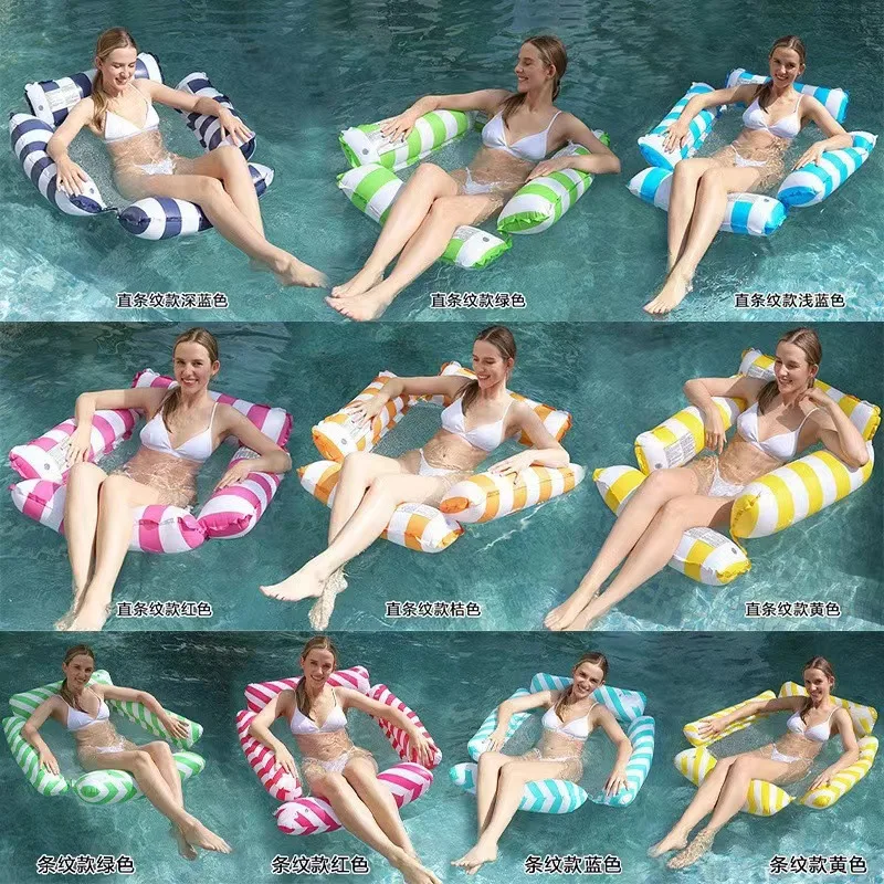 Zwembadvlotten Opblaasbaar Ride-ons Spelen Waterpret Vouw PVC Bank Opblazen Lounge Stoel Drijvend Zomer Zwemmen Kust Strand 112cm