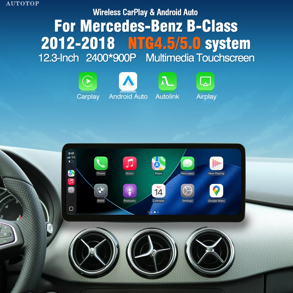 Autoradio AUTOTOP 12.3 pouces 2400*900P écran Linux pour Mercedes Benz Classe B W245 W246 W242 Android Auto CarPlay sans fil Multimédia