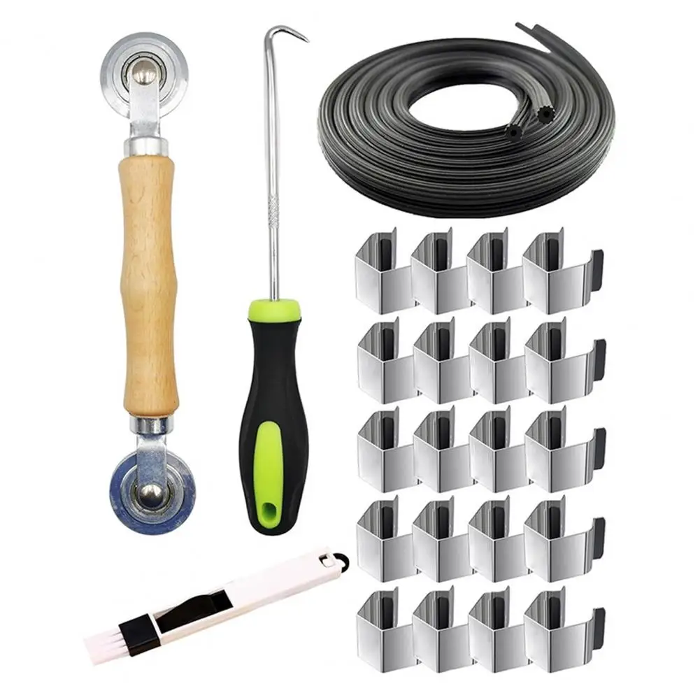 

All-in-One Screen Door Tool Kit: Portable Screen Installer, Spline&Rolling Tool, Removal Hook Set-Easy to Use for Quick Repairs