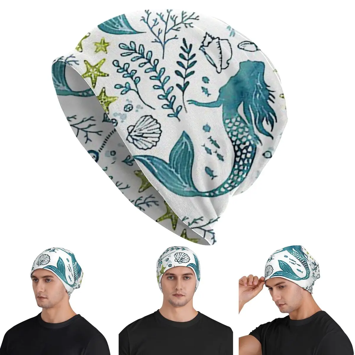 

Mermaid Ocean Light Skullies Beanies Hats Warm Autumn Winter Outdoor Cap Knitted Bonnet Caps for Unisex Adult