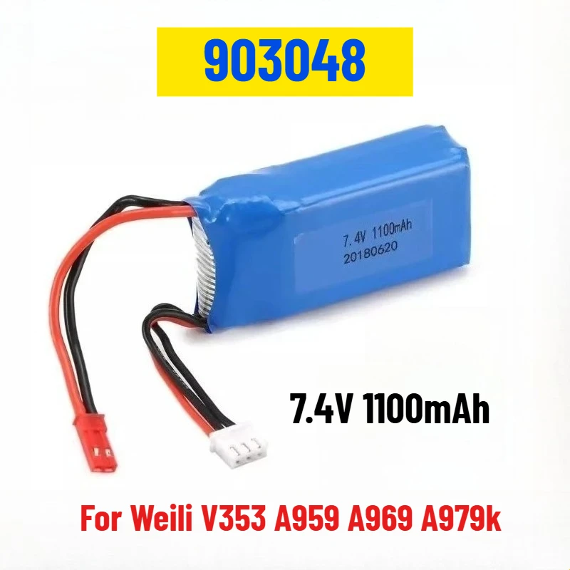 

7.4V 1100mAh for Weili V353 A959 A969 A979k 929 Remote control car Lithium Battery 903048