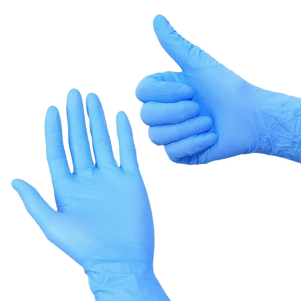 50Pcs Disposable Blue Nitrile Gloves Oil Resistant Waterproof Multipurpose Cleaning Washing Gloves Size L
