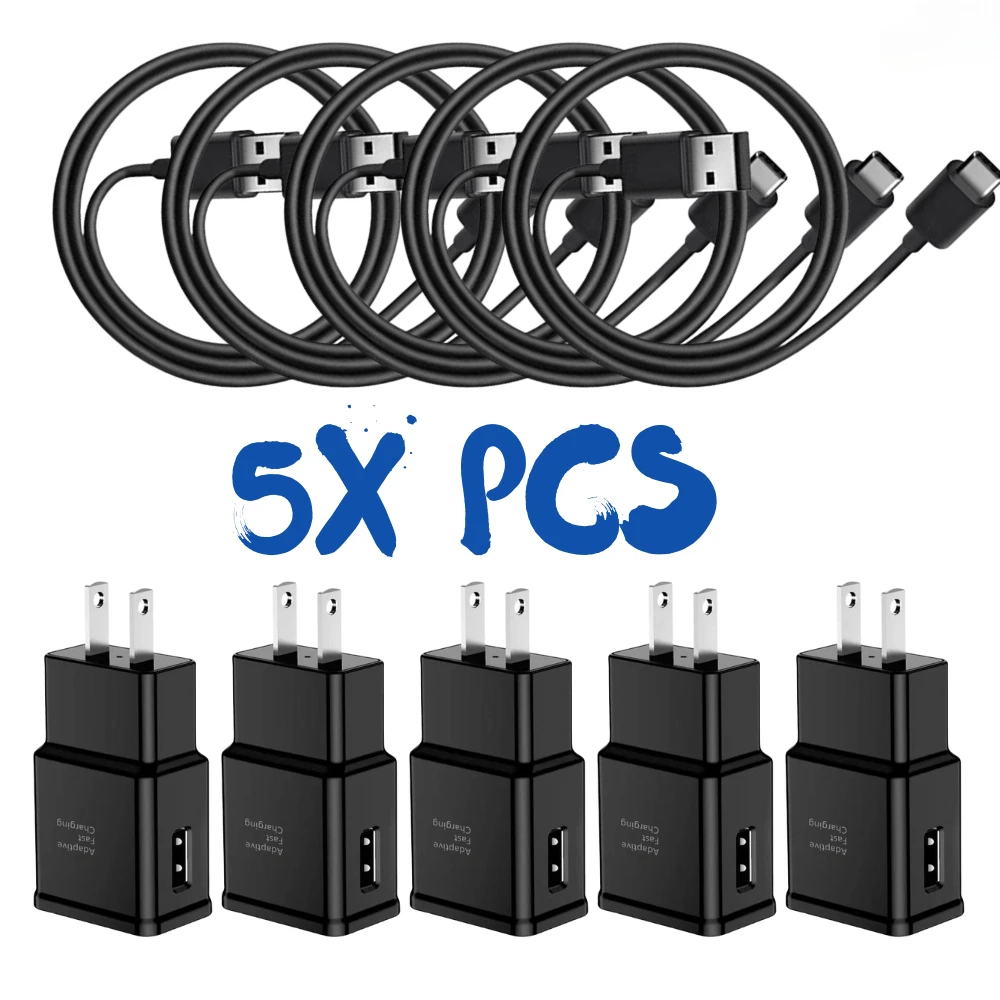 

5 шт. USB-кабели для быстрой зарядки Type-C для Galaxy S8/ S9/ S10 Plus/ S10E/ S20/ S20 Plus/ S21/ S21 Ultra/ Note 8/ 9/ 10/ 20